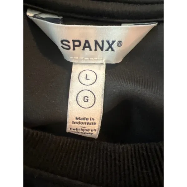Spanx AirEssentials Crewneck Sweatshirt Black White Piping Raglan Sleeve Large - Image 3
