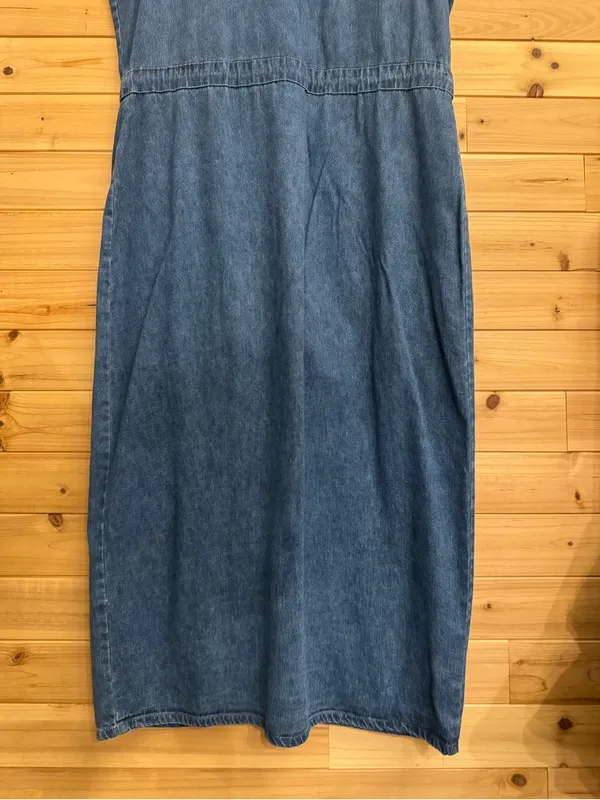 VNTG Bobbie Brooks Large Cotton Denim Button Maxi Dress Cottage Granola Prairie - Image 7
