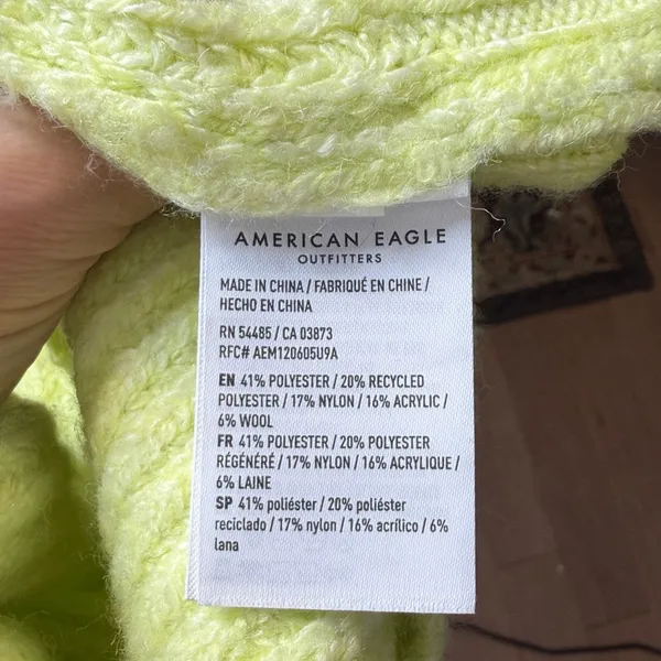 American Eagle Bright Citron Crewneck Sweater Yellow Sz M - Image 7