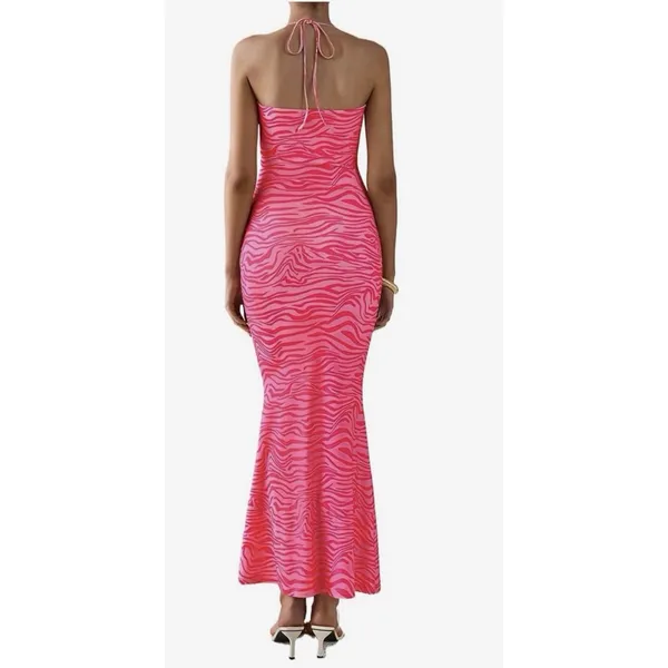 PRETTYGARDEN Maxi Dresses Halter Leopard Print Pink women’s L - Image 3