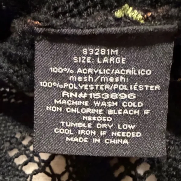 Mesh + Lace Black Floral Embroidered Pointelle Knit Kimono Cardigan Large S3281M - Image 4