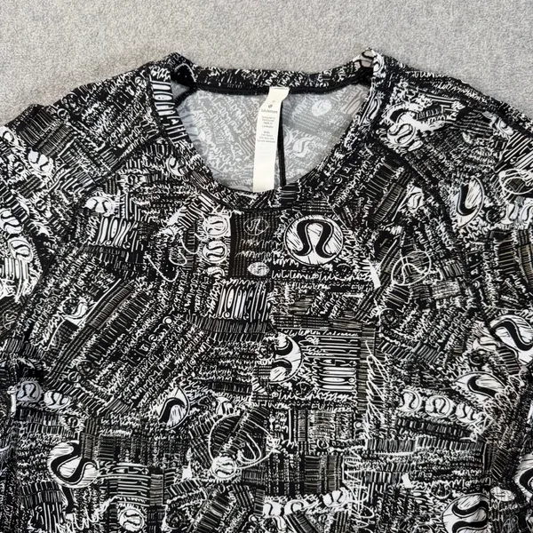 Lululemon Women's 6 Rise and Run Long Sleeve Top Tear it Up Alpine White Black - Image 4