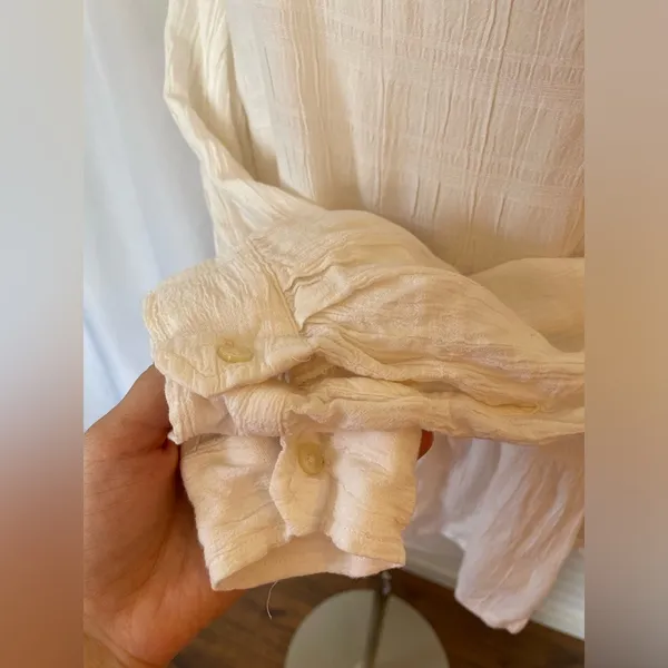 Ann Taylor Loft Ivory Textured Gauze Top Blouse - Image 5
