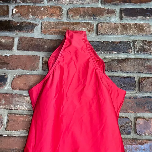 NWT Quince Cherry Red Italian Cami One-Piece Swimsuit Women's Size Large - Image 5