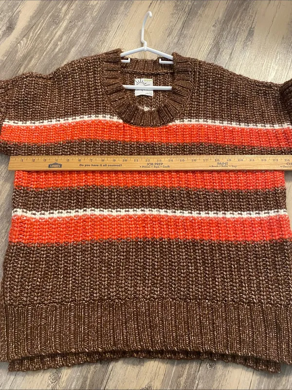 Aerie Offline Sunwashed Chunky Striped Scoop Neck Oversized Sweater Sz SMALL - Image 9