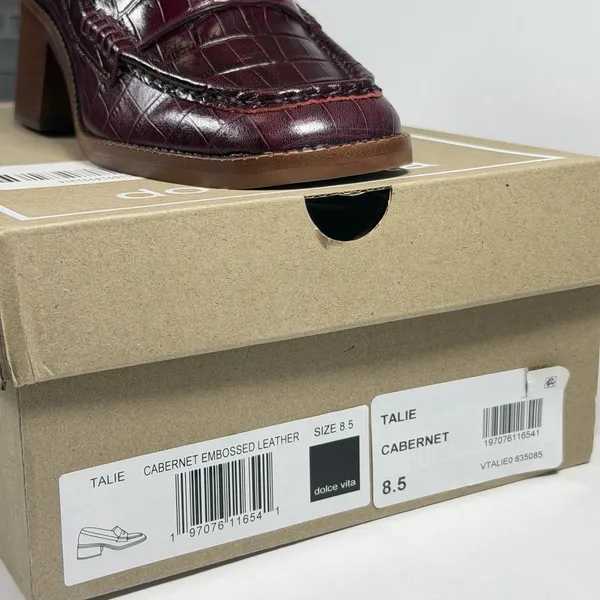Dolce Vita Size-8.5 Loafers Talie Cabernet Leather Block‎ Heel Penny Burgundy - Image 3