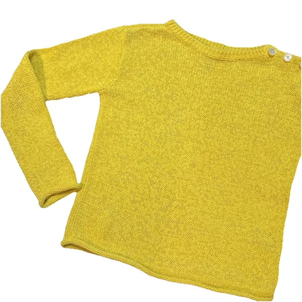 Ralph Lauren Women's Yellow Crocheted sweater buttons‎ on shoulder Size small - Image 2