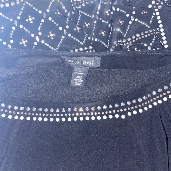 White House Black Market Elegant Black Sheath Dress Beaded Cocktail Party - Image 2