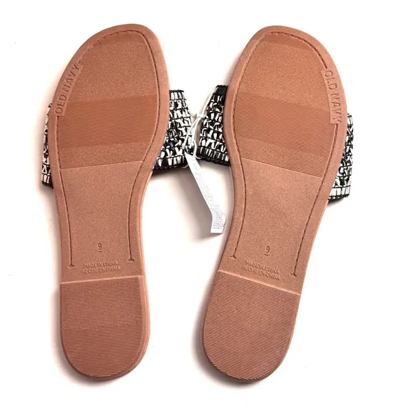 Old Navy Women's Low Heel Slide Sandals Rafia Crafted Black Marl Sz 9 NWT - Image 8