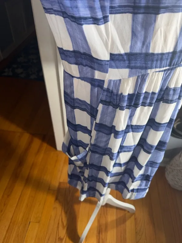Maeve Blue and White Plaid Drawstring dress - Image 5