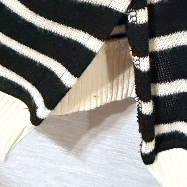 Zara Womens Black White Striped Mock Neck Knit Sweater Size Large Relaxed Fit - Image 4