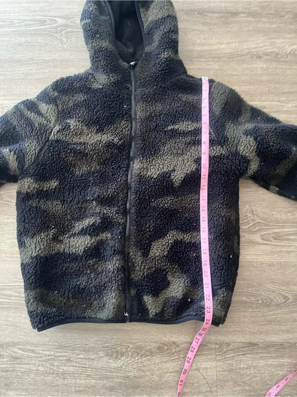 PINK Victoria’s Secret Camo Sherpa Jacket Womens XL Black Fleece Zip Hoodie - Image 11