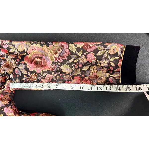 Vintage 80s Scott McClintock Floral Brocade Velvet Evening Jacket Gold Approx M - Image 12