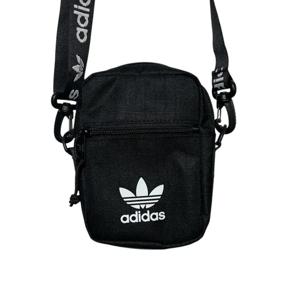 Adidas Originals Trefoil Festival Crossbody Bag Black Logo Webbed Strap Pouch - Image 2
