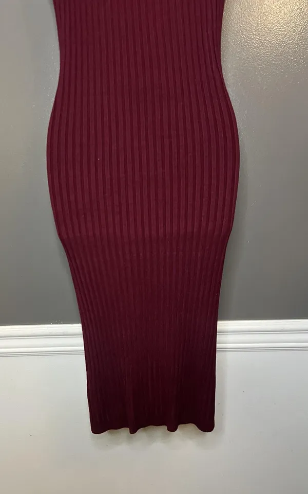 Knit & Love Dress Womens Medium Ribbed Sleeveless Mock Neck Midi Bodycon - Image 8