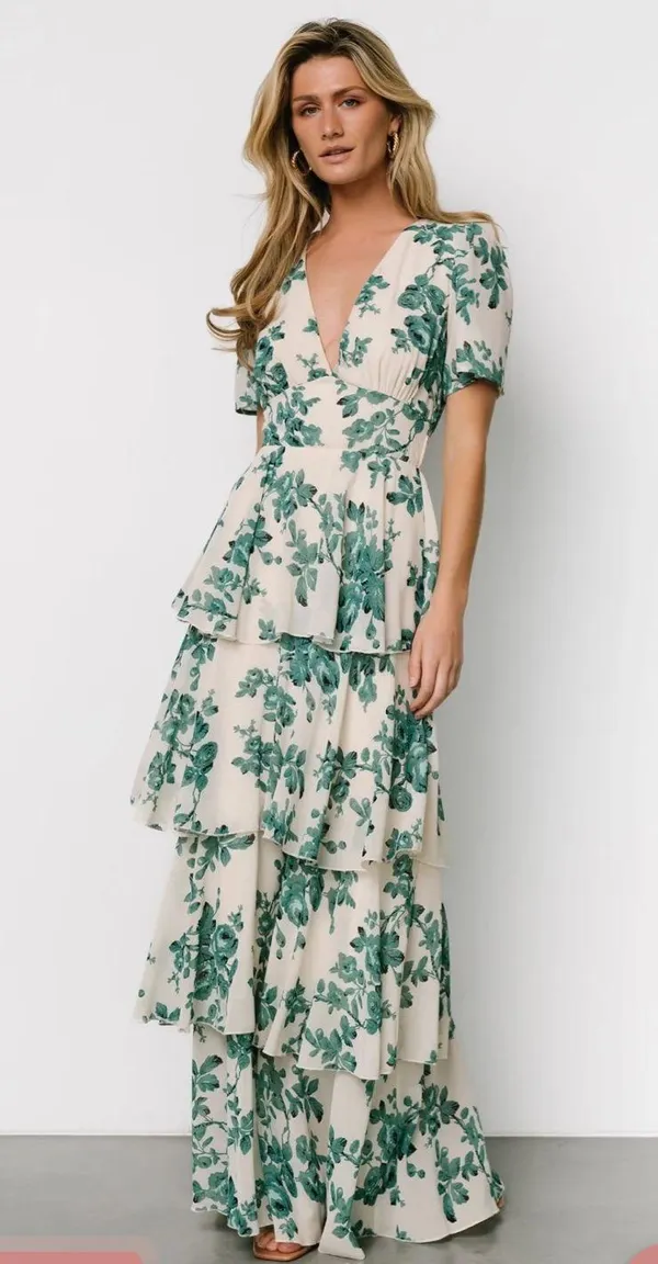 NWOT Baltic Born Green Ruffle Maxi Dress - Image 3
