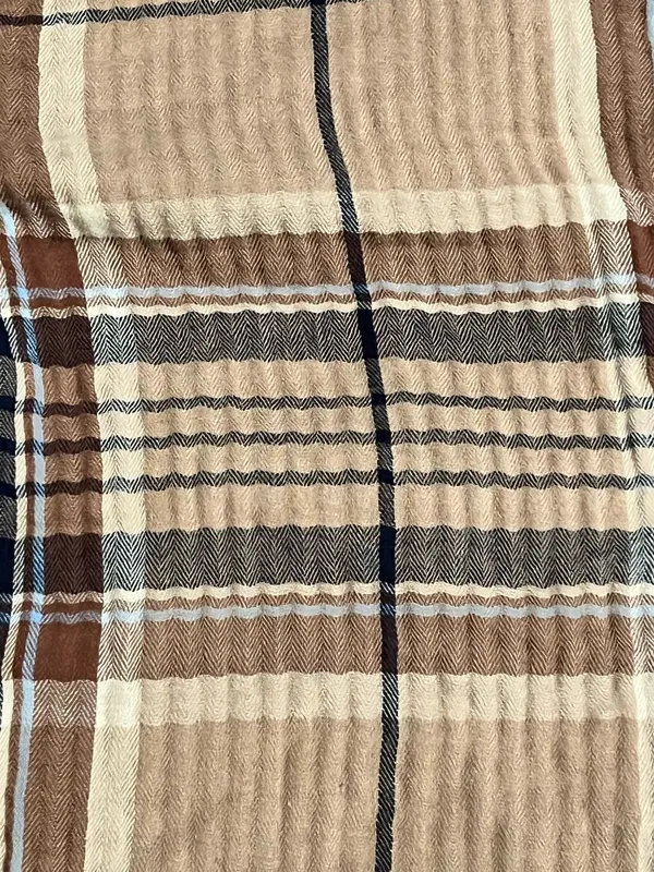 Womens small Aerie Brown & Blue Plaid Gauze Style Oversized Long Sleeve Shirt - Image 5