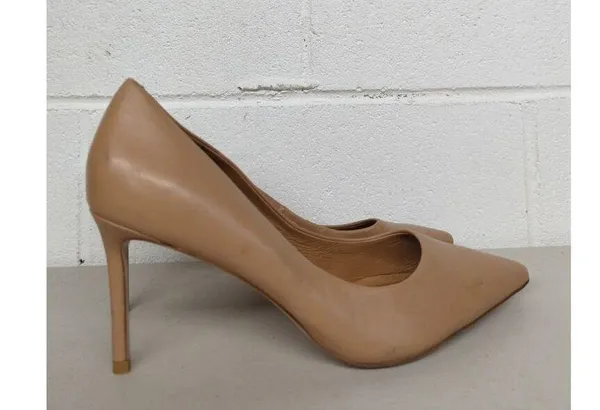 New Jeffrey Campbell nude pointed heels sz11 brown leather slip on sexy classic - Image 4