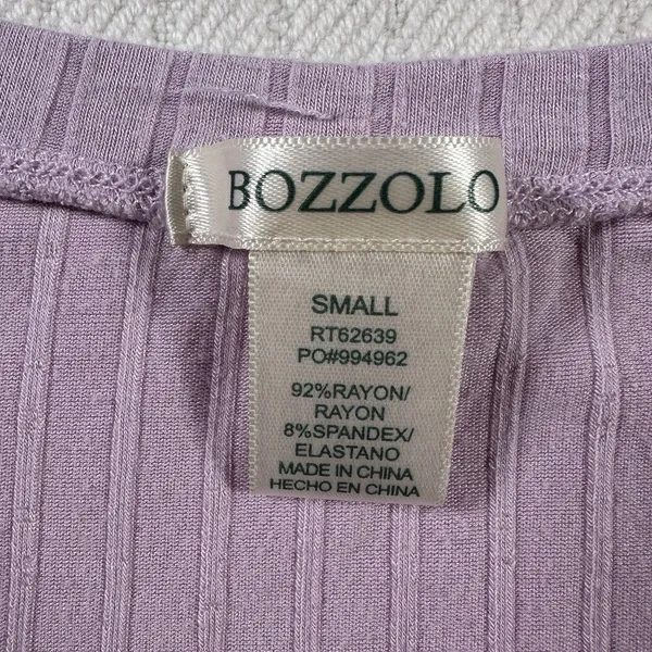 Bozzolo Women Ribbed Crop Top S Small Purple Lavender Short Sleeve Crew Neck Tee - Image 4