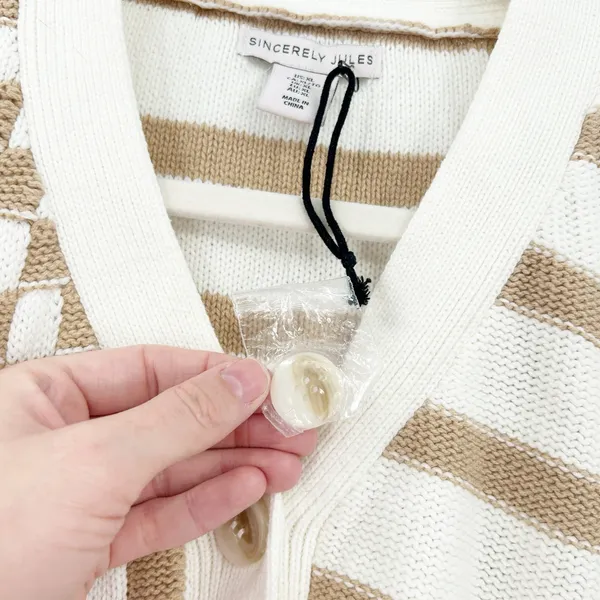 NEW Sincerely Jules Womens‎ Fall Preppy Check Striped Crop Cardigan Sweater XL - Image 4