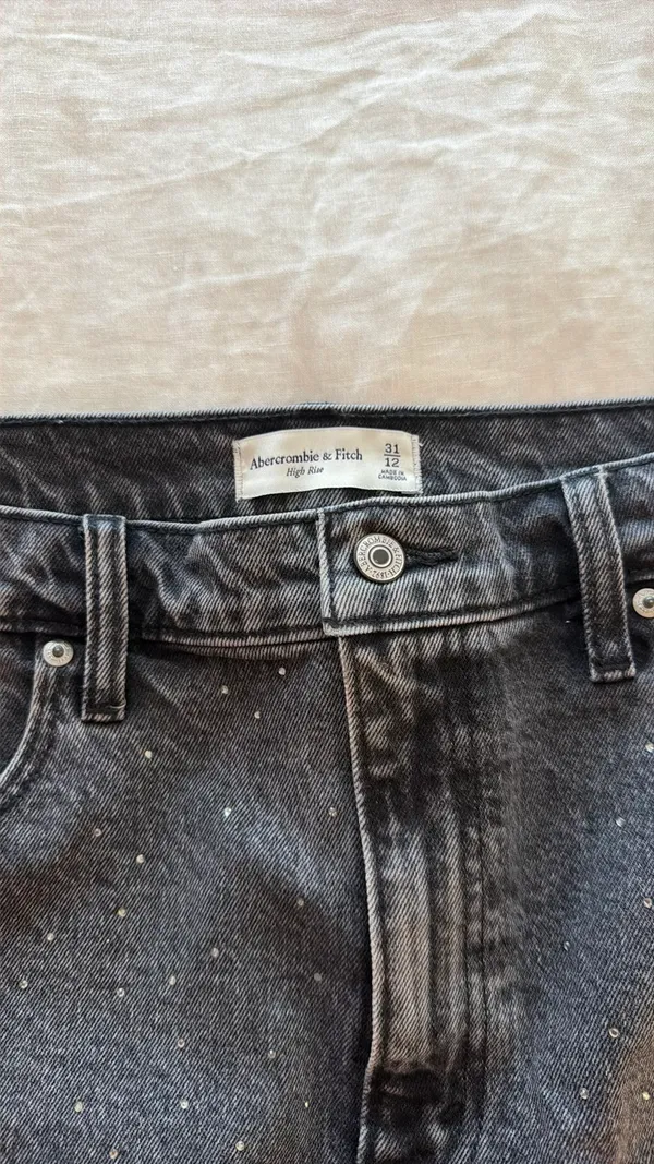 Abercrombie High-Rise Denim Skirt with rhinestones - Image 3