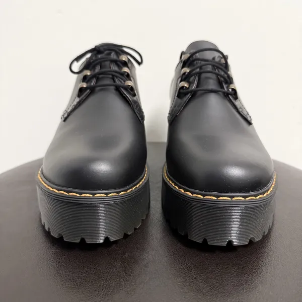 Dr Martens Black Vintage Smooth Leona Lo Platform Block Heel Shoes NWOB US 10 - Image 4