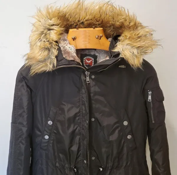 1 Madison Coat Parka Expedition Heritage Media Black Rutched Cargo Jacket - Image 12