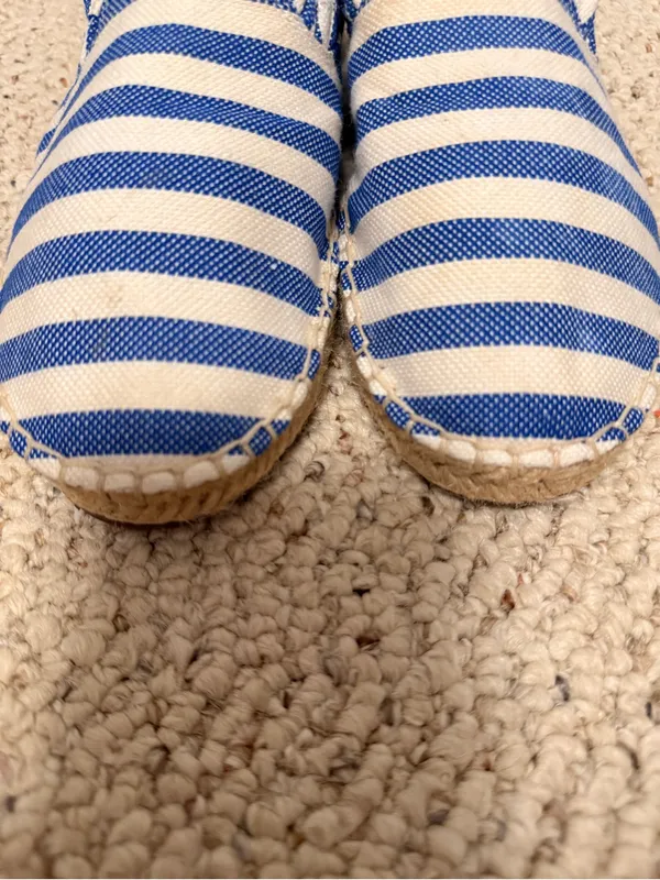 Kate Spade Laila Blue White Striped Espadrille Mule Slides Ruffle Trim Size‎ 7.5 - Image 6