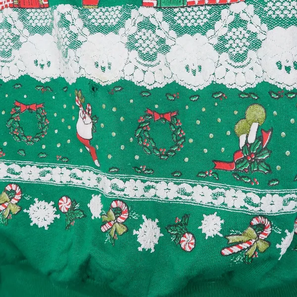 Vintage 80s Puffy Print Green Christmas Sweatshirt - Image 7