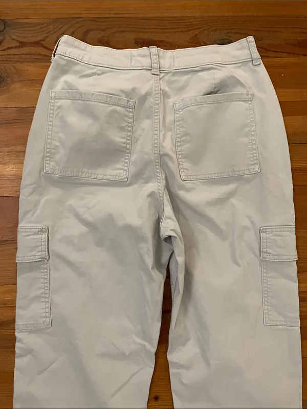 Hollister Ultra High-Rise Dad Pant Womens Sz 4R W27 Gray Cargo Stretch - Image 13