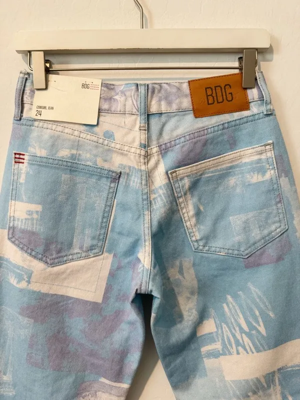 BDG Urban Outfitters Cowgirl Jeans Size 24 Renaissance Print Low Rise Whimsigoth - Image 11