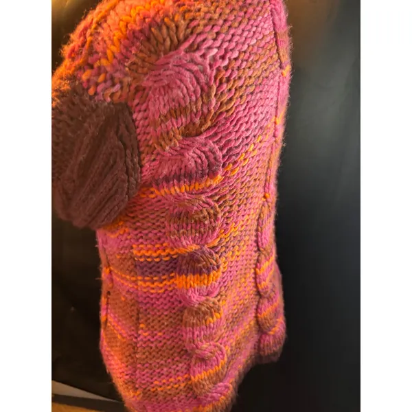 Desigual Womens Chunky Cable Knit Sweater Mock Neck Pink Orange Purple 67J2LB8 S - Image 2