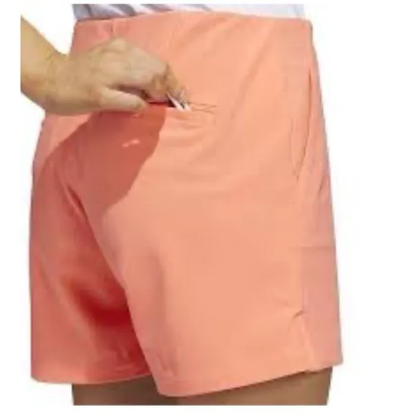 Adidas Pintuck Golf Shorts Womens Small Coral Pink NWT Stretch Pull On Pockets - Image 3
