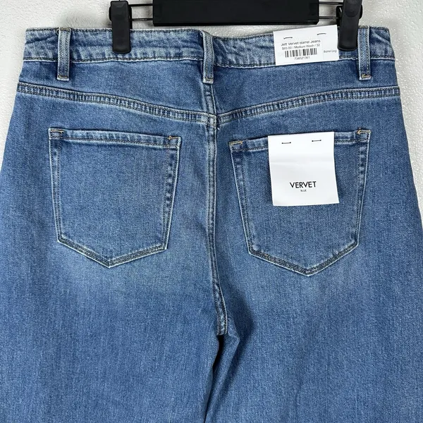 NEW Vervet Kate Barrel Leg Denim Jeans Women's Size 32 Blue Medium Wash - Image 4