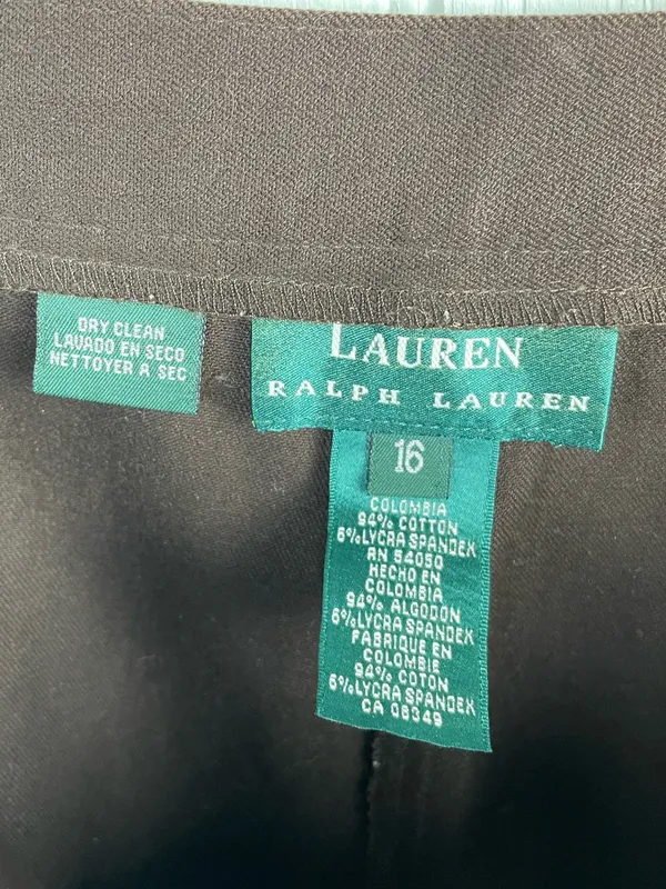 Vintage Lauren Ralph Lauren Brown Pleated Trousers Size 16 Buckle Equestrian - Image 5