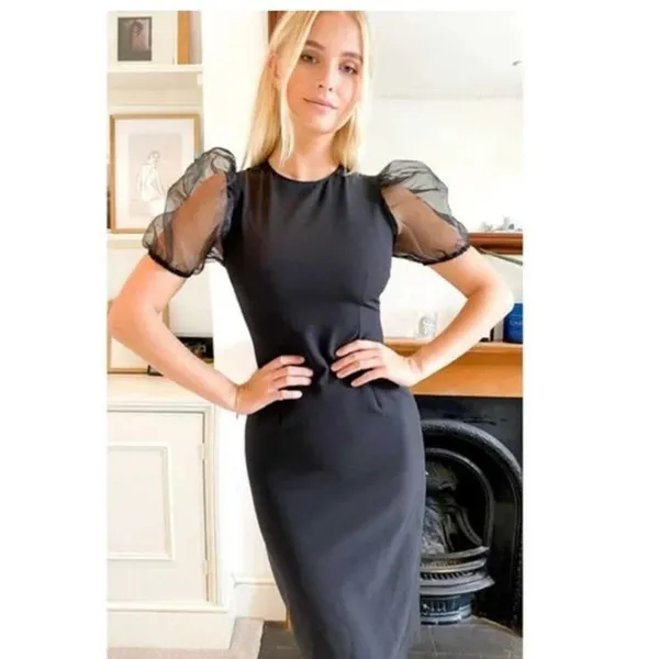 Zara‎ puffy Sleeves Black Dress - Image 2