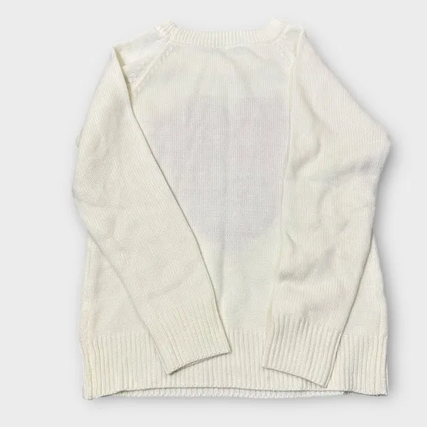 Cream Sweater Women S Red Heart Knit Pullover Valentines Day Cozy‎ Cute - Image 2