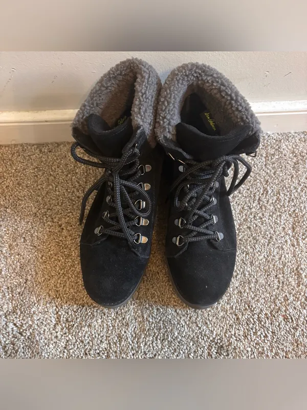 Sam Edelman Franc Black Suede Platform Hiker Ankle Boots Size 8 - Image 5