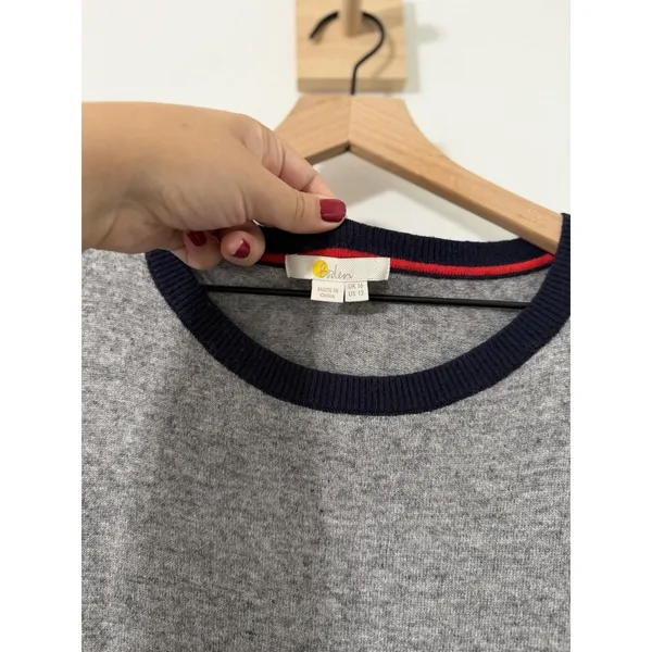 Boden Colorblock Knitted Sweater Dress Grey Navy Wool Cashmere Viscose Cotton 12 - Image 4