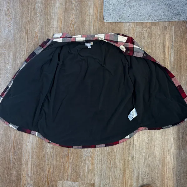 Carhartt Women’s XL Fleece Lined Flannel Shacket Buffalo Plaid Red Black White - Image 2