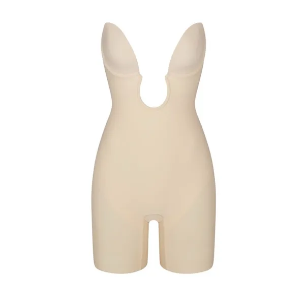 Skims Deep Plunge Shapewear Mid Thigh Bodysuit in Sand Size S - Image 3