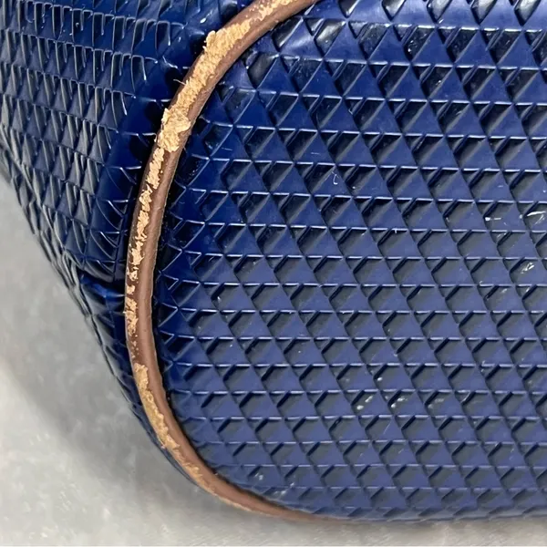 Vintage Liz Claiborne Blue textured handBag leather trim 80’s tote - Image 11
