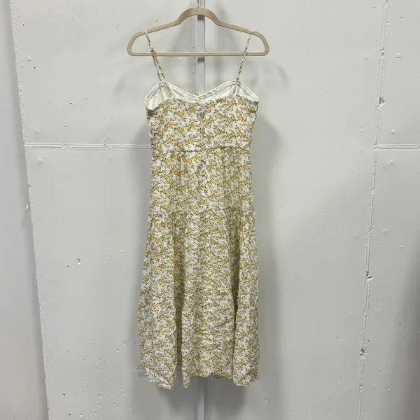 Trixxi Yellow Floral Midi Dress Lace Trim Tiered Boho 26ET76XXKV Womens Size M - Image 2