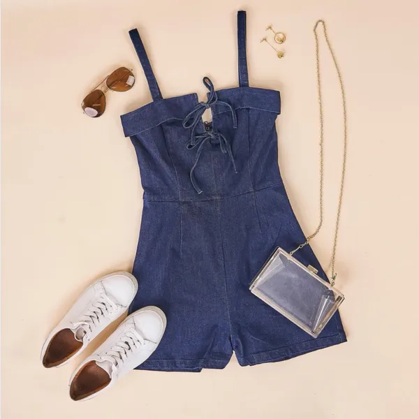 Sugar + Lips Dance With Me Denim Romper - Image 5