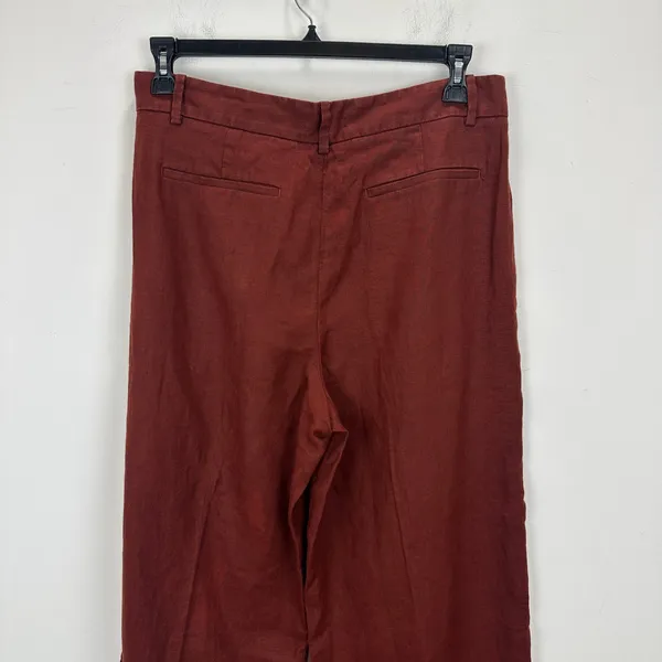 Madewell Slouchy Straight Pants in 100% Linen Henna Brown Relaxed US 10 NWT - Image 10