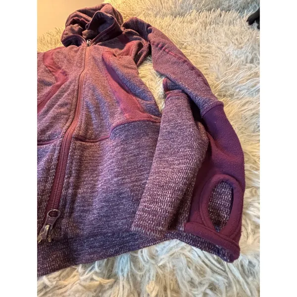 Lululemon Scuba‎ Full Zip Hoodie Heathered Purple Knit Thumbholes Jacket - Image 2