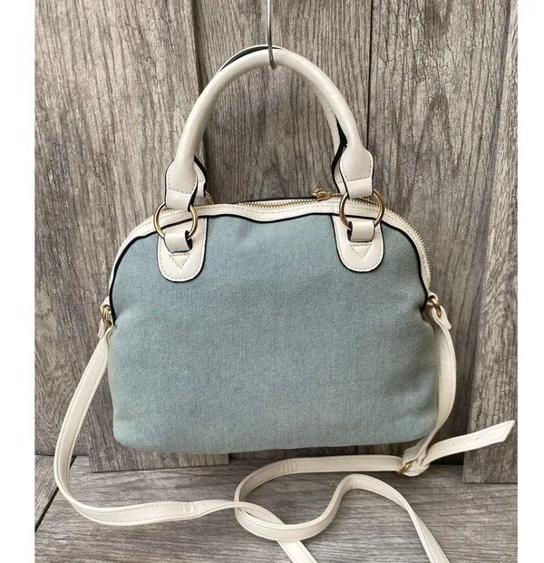 Juicy Couture Satchel | Blue Denim Embroidered Bag | heart charm - Image 2