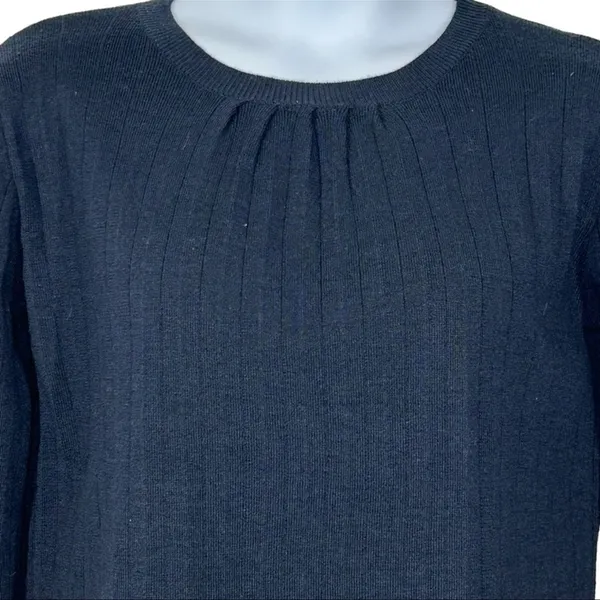 Cliché Navy Cream Colorblock Bell Sleeve Sweater Small Wool Blend Preppy Retro - Image 4