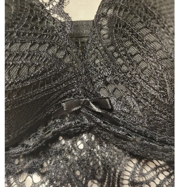 Fredericks of Hollywood Finley Bralette Womens Size S Black Lace Bow NWT Padding - Image 3