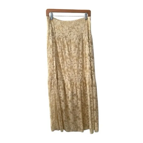 Vintage NWT Body Central Elegant Boho Cottagecore Prarie Cream Floral Maxi Skirt - Image 2